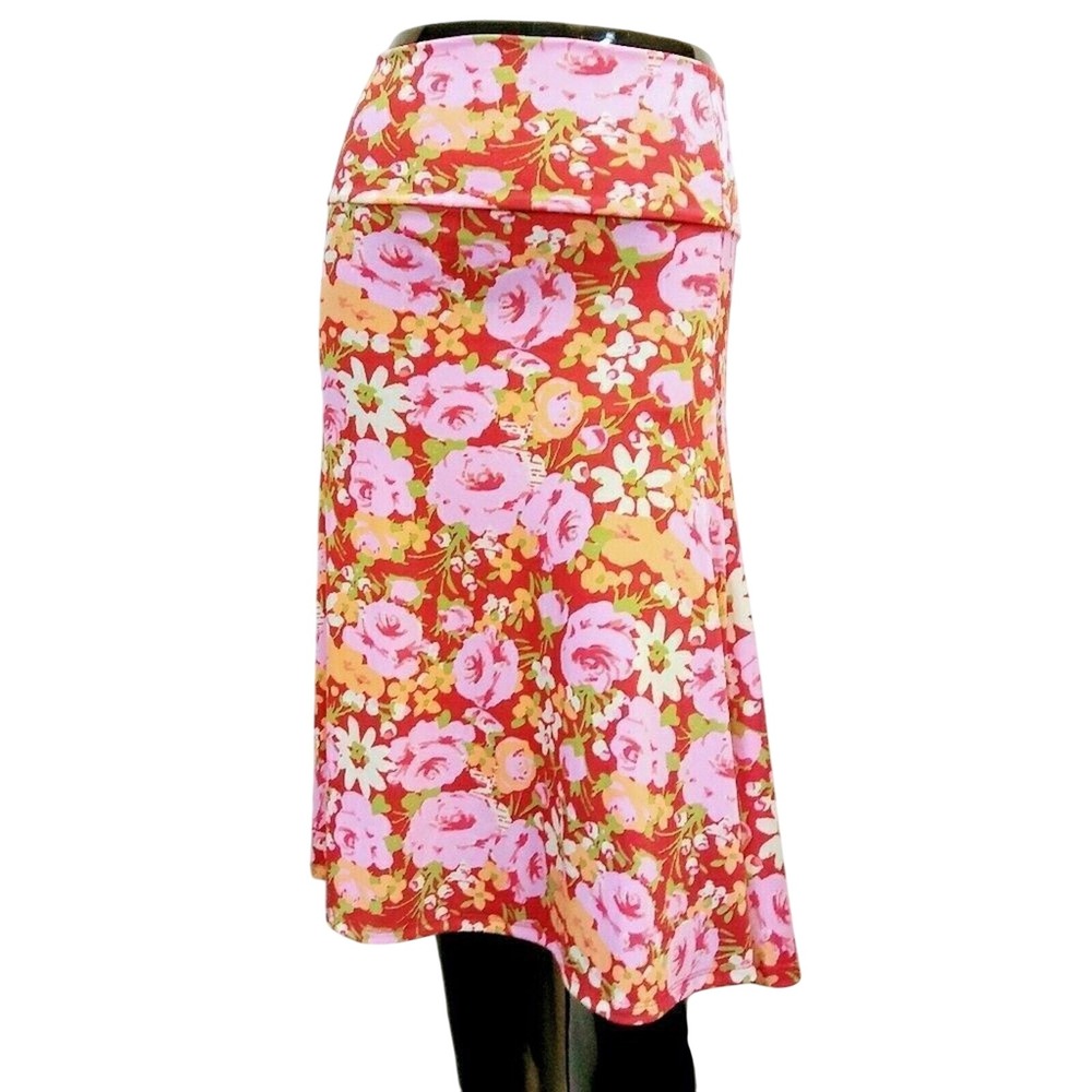 NEW! Lularoe Azure Floral Pink Flare XS Skirt Cottagecore Garden Flowers